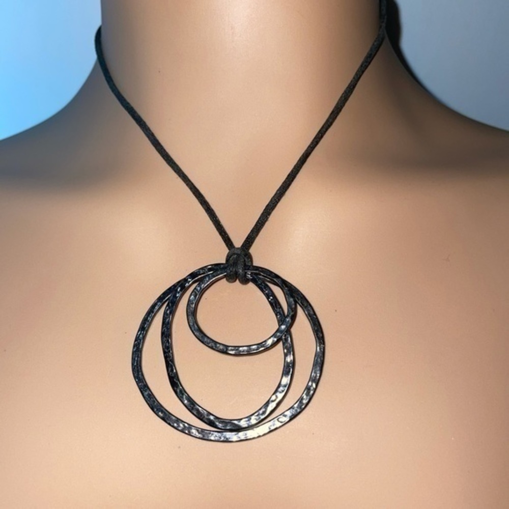 WHBM necklace hammered metal circles